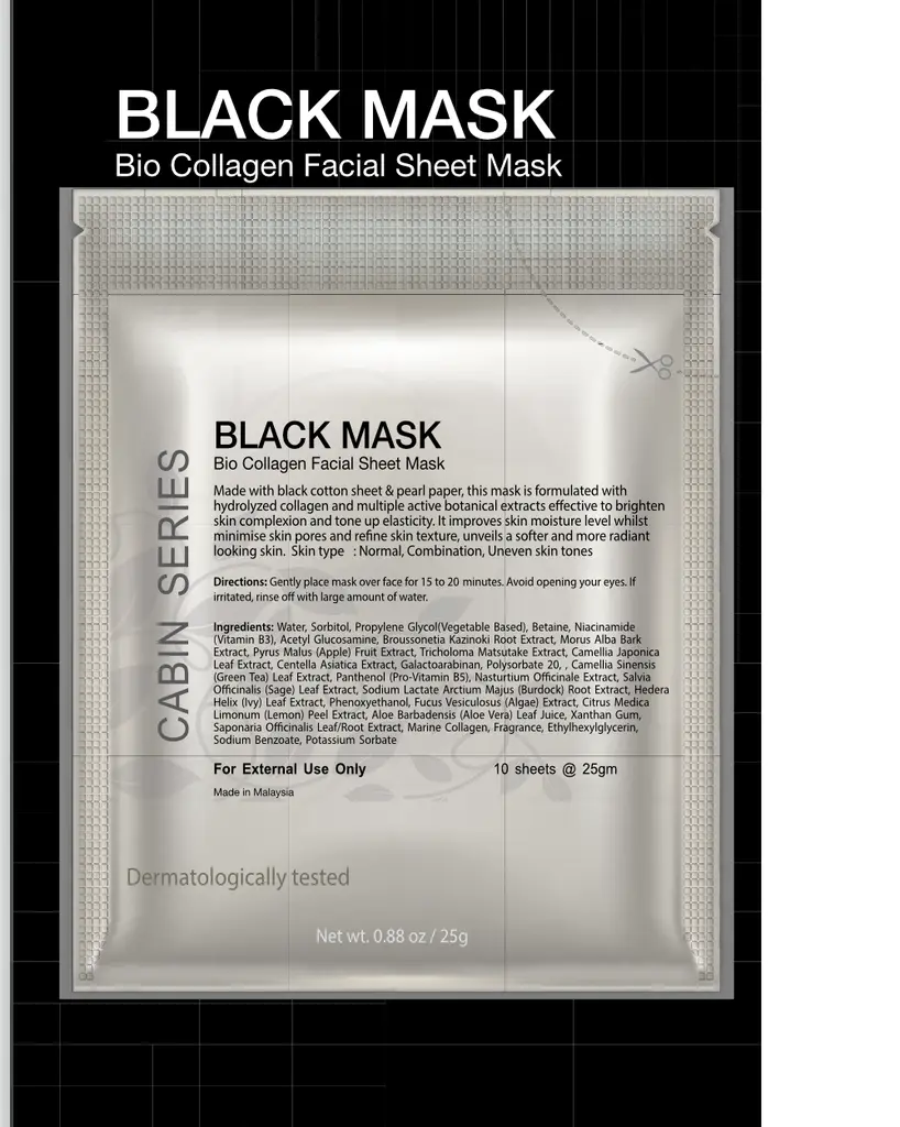 [BUE-BCCLM-10IN1] Bio-Collagen Black Mask 25gm (10's-pack).webp